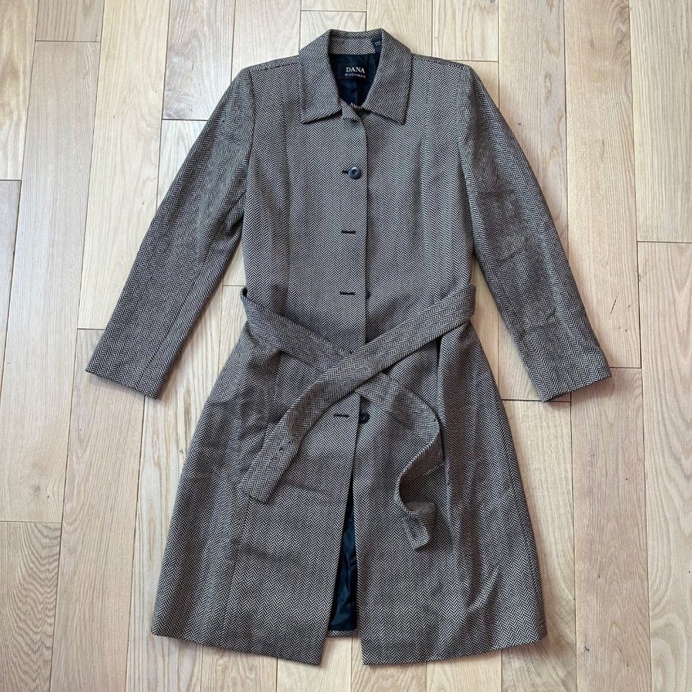 Dana Buchman Wool and Cashmere Brown Trench Coat | Size: 10